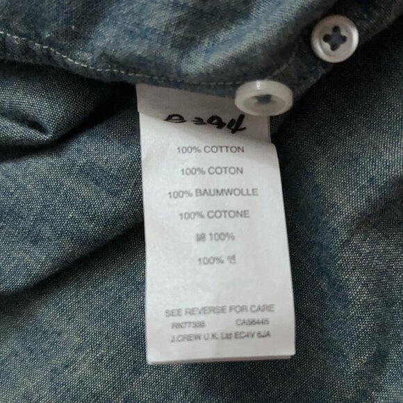 J.Crew Shirt Mens Size L Long Sleeve Button Pocket Chambray Slim Fit Blue - Picture 5 of 6